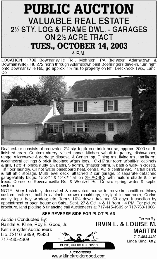 Public Auctions Lancaster PA Real Estate Auctioneers Farm Antiques