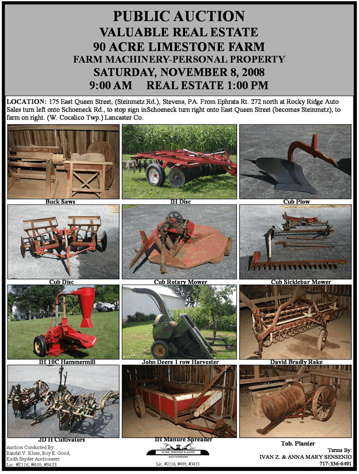 Public Auctions Lancaster PA Real Estate Auctioneers Farm Antiques