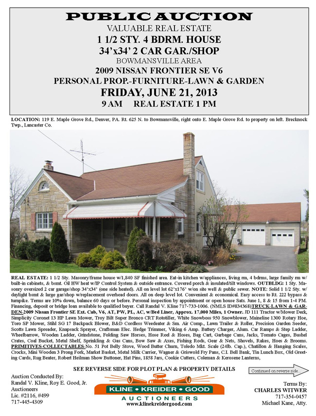 Auction Viewer Kline Kreider Good, Lancaster PA Real Estate